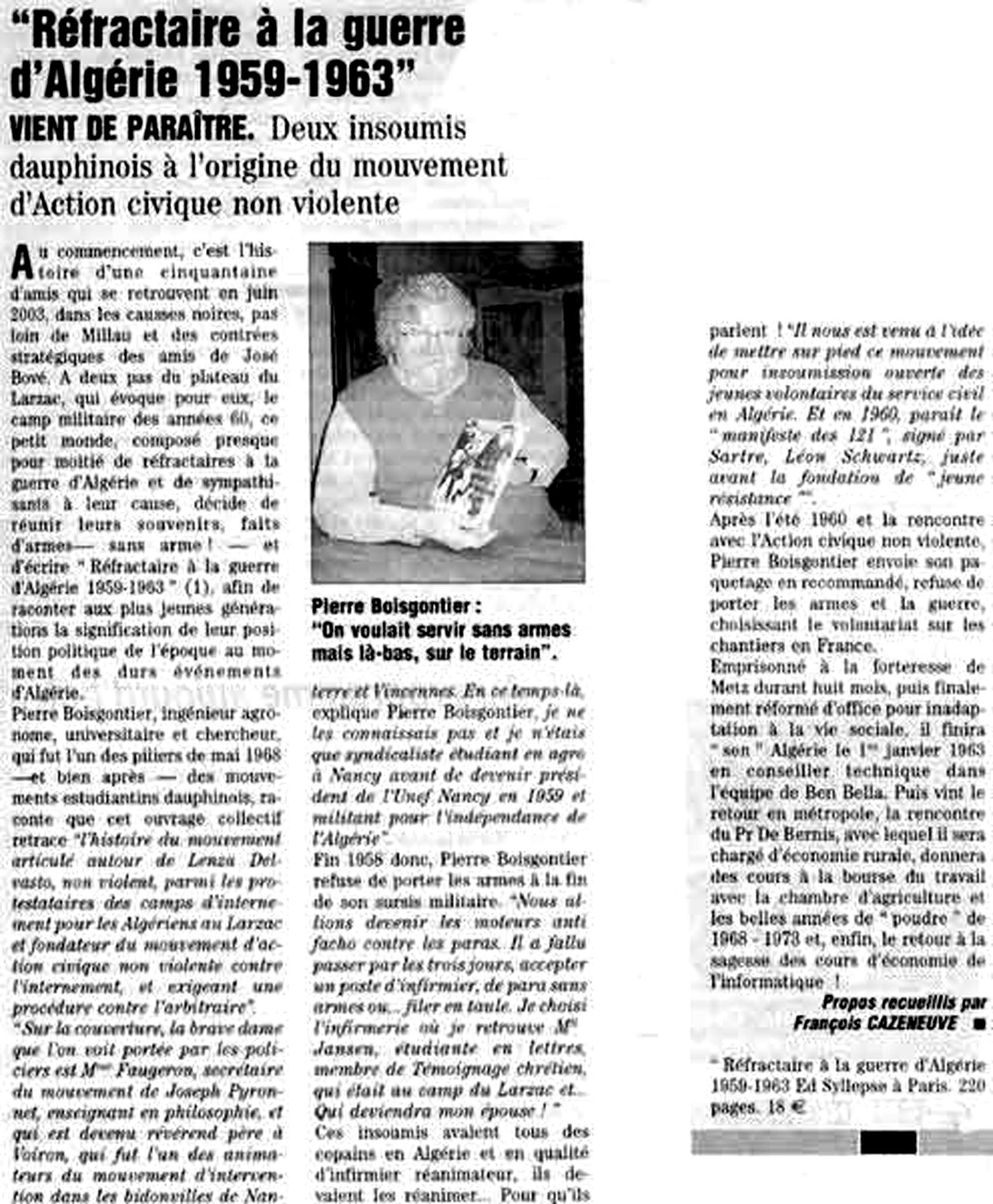 "Dauphiné libéré" du 13 janvier 2006